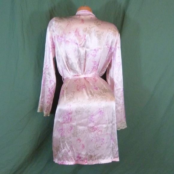 Apt 9 Medium Satin Pink Floral Robe Kimono Spa Wra - Picture 6 of 8